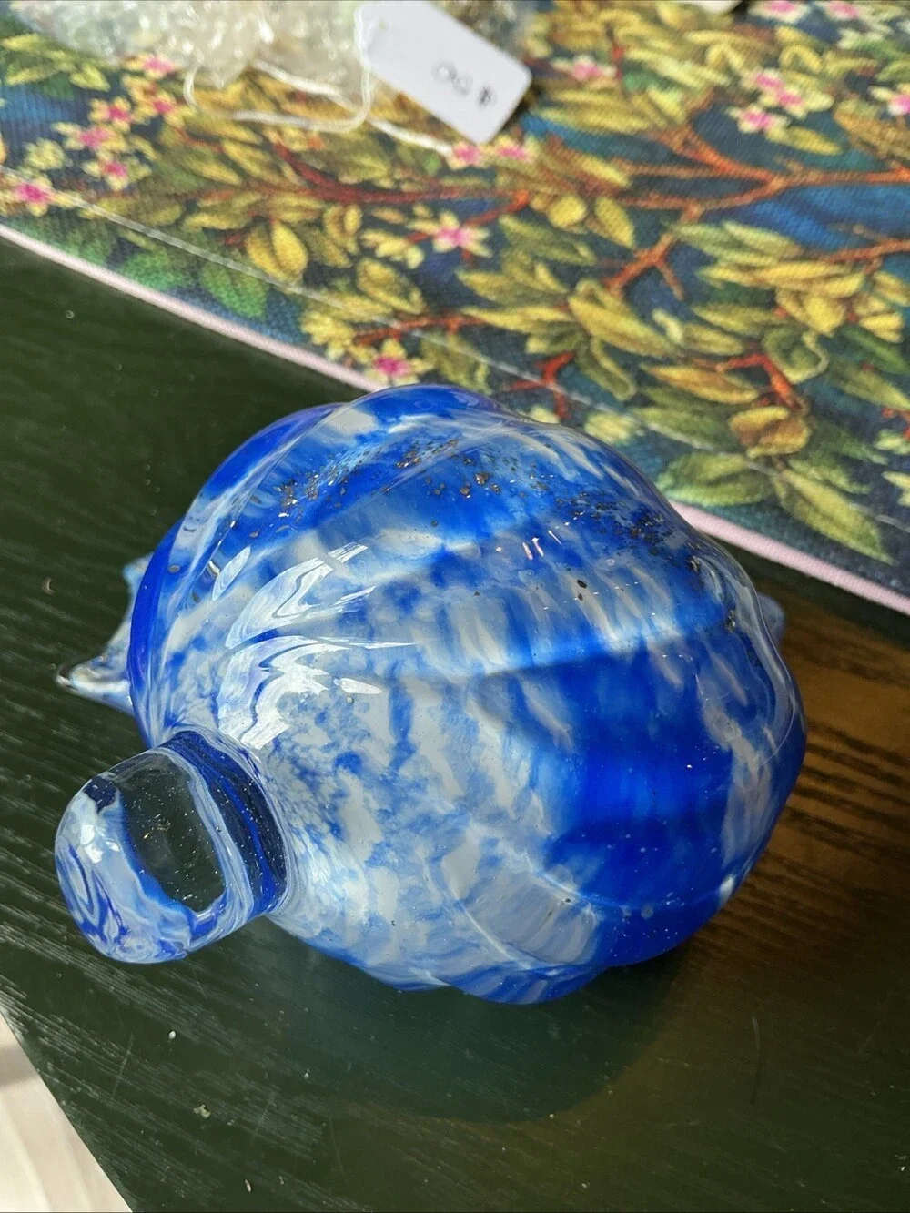 Hand Blown 5.5” Glass Sea Shell Iris Bohemia Art Glass Czech Republic Signed